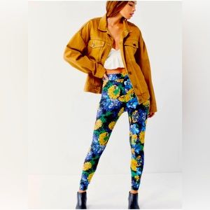 Out from Under Womens Blue yellow Floral High Waisted Stretch Leggings